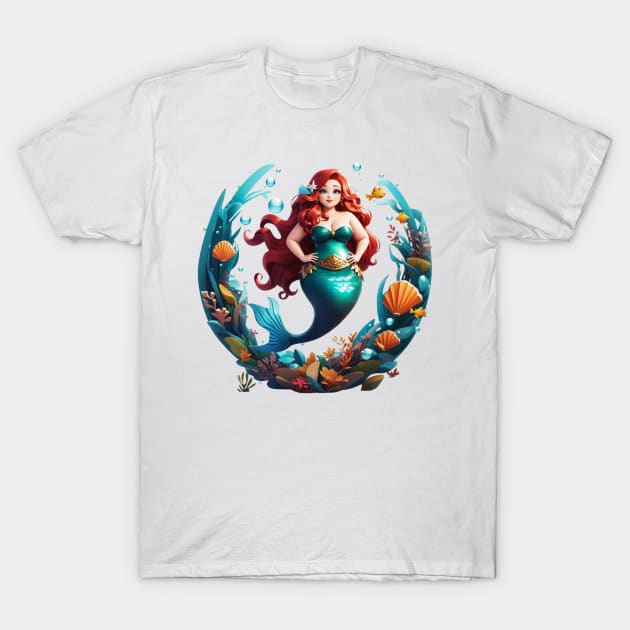 Plus Size Cute Mermaid Circle T-Shirt by MGRCLimon